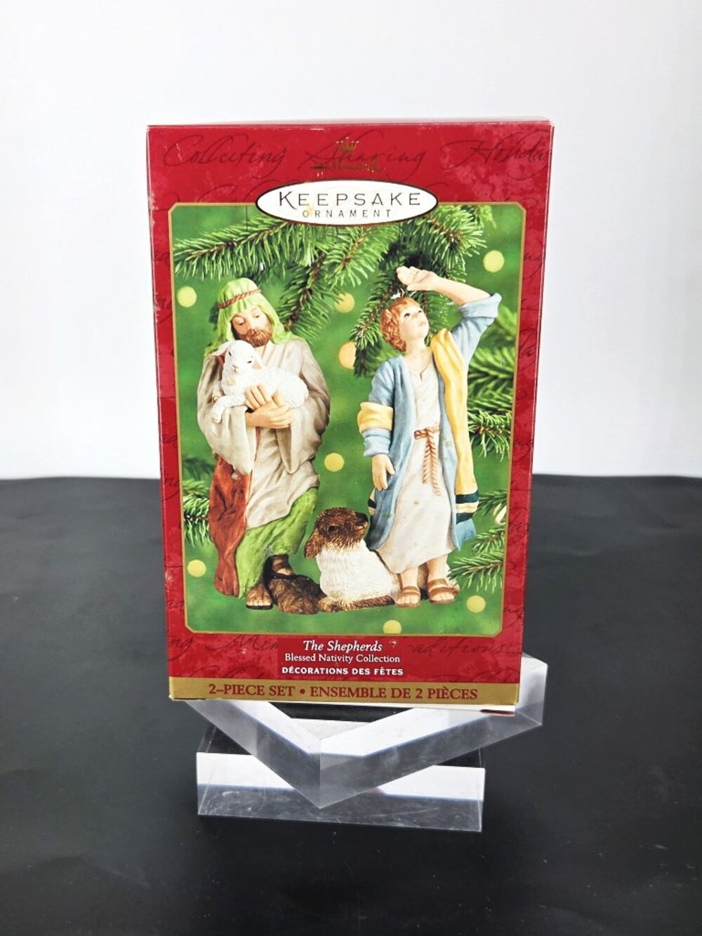 2000 Hallmark 2 Keepsake Ornaments The Shepherds Blessed Nativity Fine Porcelain